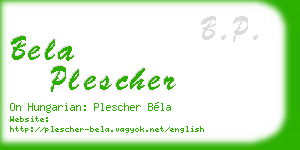 bela plescher business card